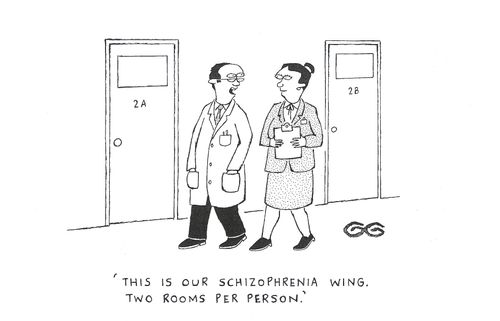 'This is our schizophrenia wing. Two rooms per person.'