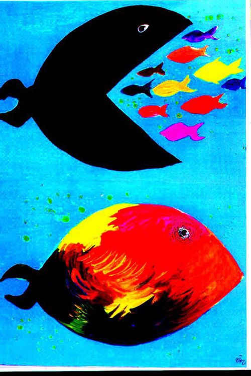 Fish swallowing other fish.