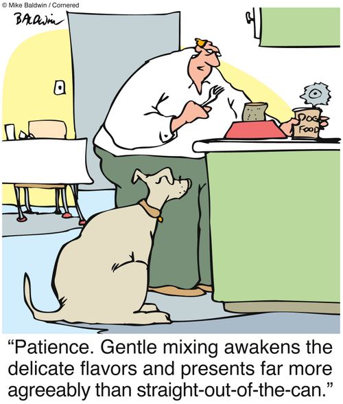 'Patience. Gentle mixing awakens the delicate flavors and presents far more agreeably than straight-out-of-the-can.'