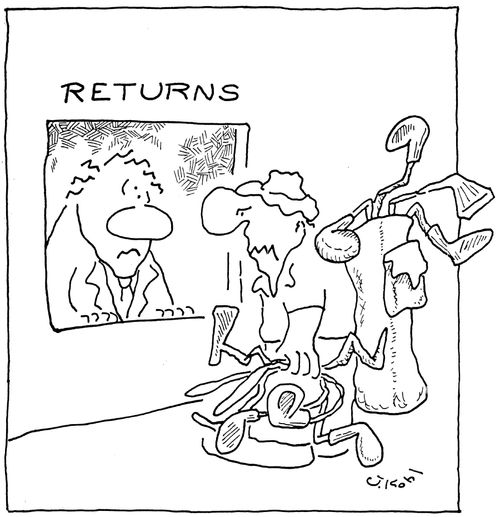 Return on mangled golf clubs.