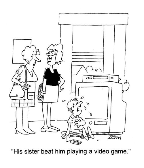'His sister beat him playing a video game.'