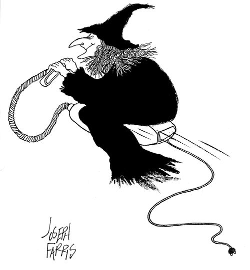 Witch Riding a Vacuum Cleaner.