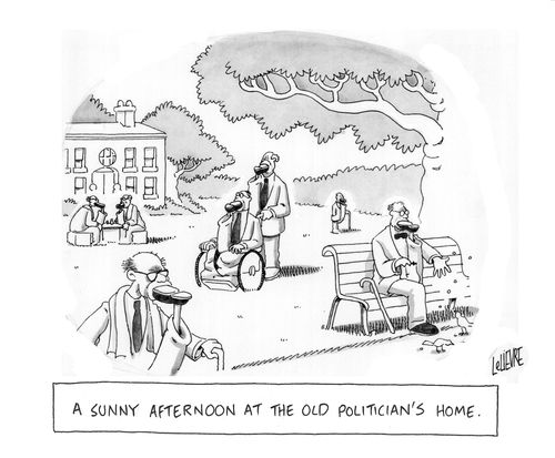 A sunny afternoon at the old politician's home.