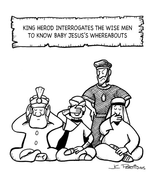 KING HEROD INTERROGATES THE WISE MEN TO KNOW BABY JESUS'S WHEREABOUTS