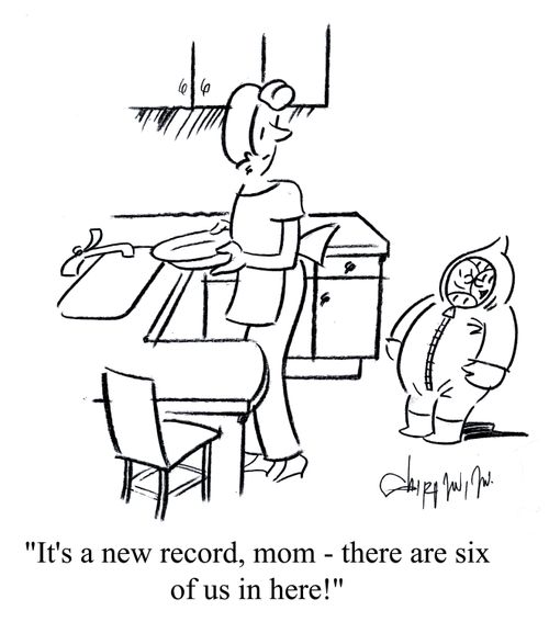'It's a new record, mom - there are six of us in here!'