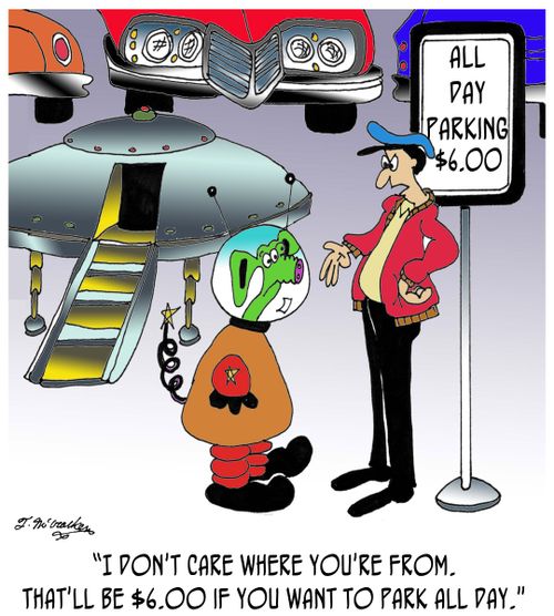 'I don't care where you're from. That'll be $6.00 if you want to park all day.'