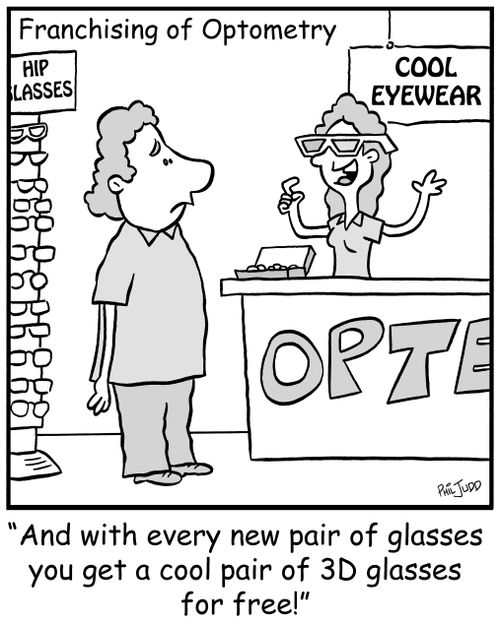 'And with every new pair of glasses you get a cool pair of 3D glasses for free'