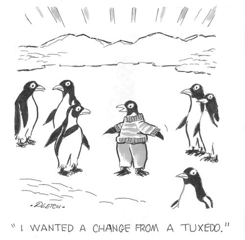 'I wanted a change from a tuxedo'
