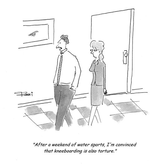 'After a weekend of water sports, I'm convinced kneeboarding is also torture.'
