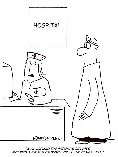 'I've checked the patient's records and he likes Buddy Holly and James Last.'