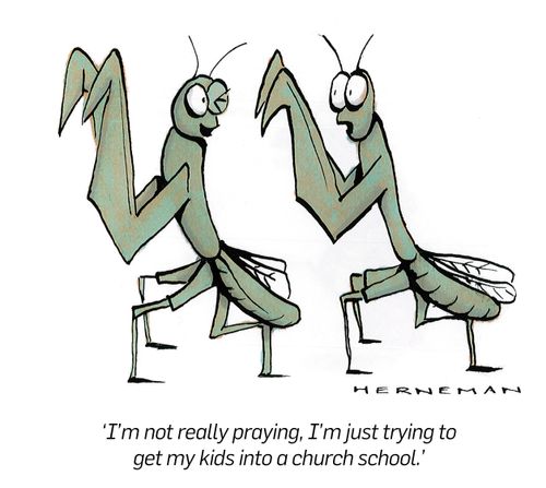 'I'm not really praying, I'm just trying to get my kids into a church school.'