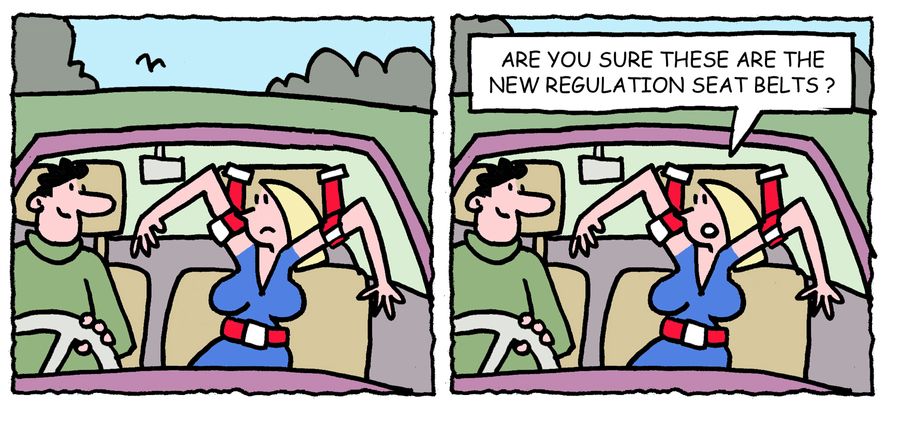 'Are you sure these are the new regulation seat belts?.'