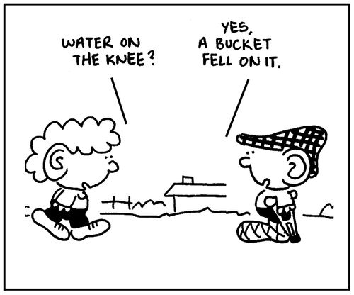 'Yes, a bucket fell on it.'