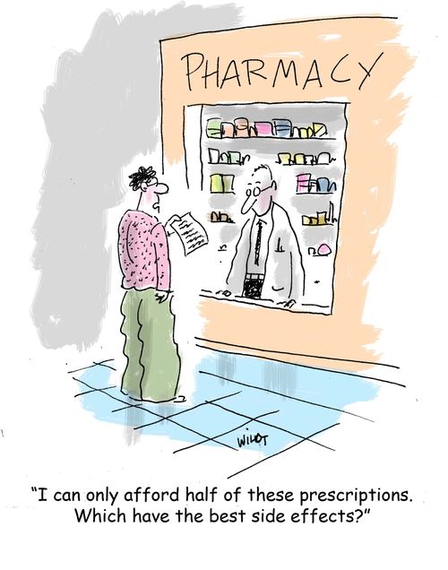 'I can only afford half of these prescriptions. Which have the best side effects?'