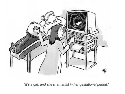 'It's a girl and she's an artist in her gestational period.'
