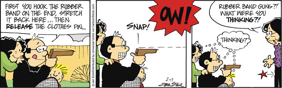 'Rubber band guns? What were you thinking?!'