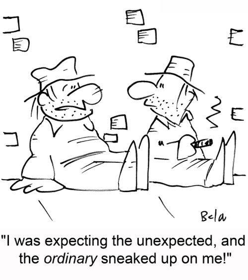 'I was expecting the unexpected, and the ordinary sneaked up on me!'