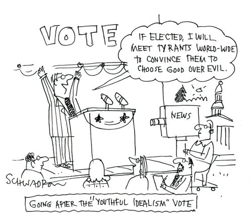 Going after the Youthful Idealism Vote.