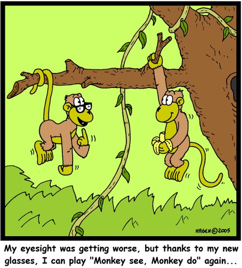 'My eyesight was getting worse, but thanks to my new glasses, I can play 'Monkey see, Monkey do' again...'