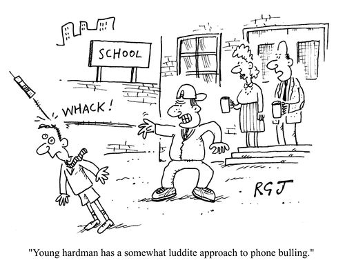 Young Hardman has a somewhat luddite approach to phone bullying.