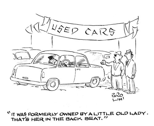 'It was formerly owned by a little old lady. That's her in the back seat.'