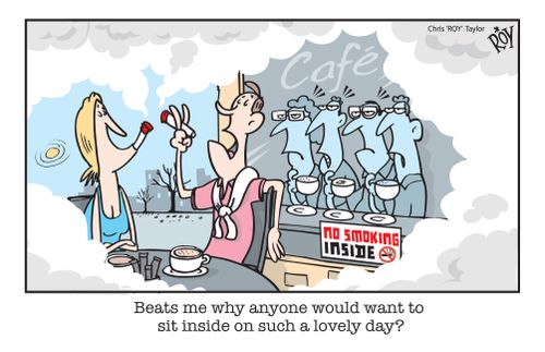 'Beats me why anyone would want to sit inside on such a lovely day?'