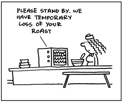 'Please stand by. We have temporary loss of your roast.'