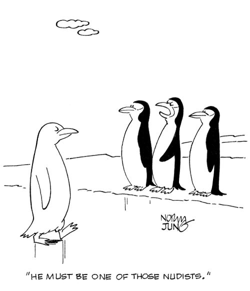 'He must be one of those nudists.'