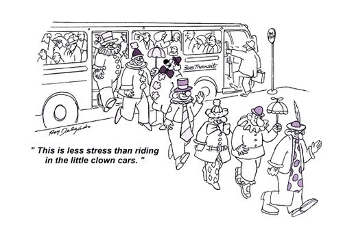 'This is less stress than riding in the little clown cars.'