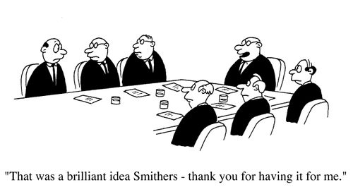 Board room meeting, "That was a brilliant idea Smithers-thank you for having it for me"