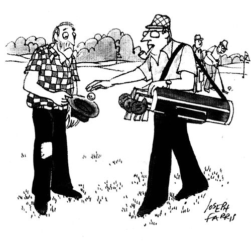 Golfer giving a donation