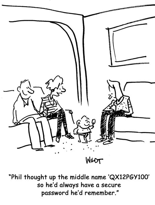 'Phil thought up the middle name 'QX12PGY100' so he'd always have a secure password he'd remember.'