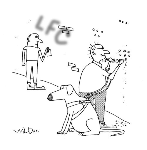 Blind man does graffiti. 