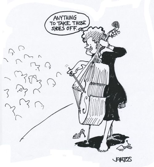 'Anything to take those shoes off.'