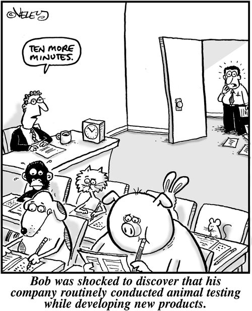 Bob was shocked to discover that his company routinely conducted animal testing while developing new products.