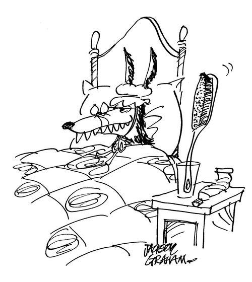 Wolf in bed.