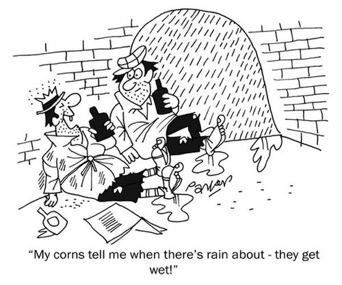 'My corns tell me when there's rain about - they get wet!'