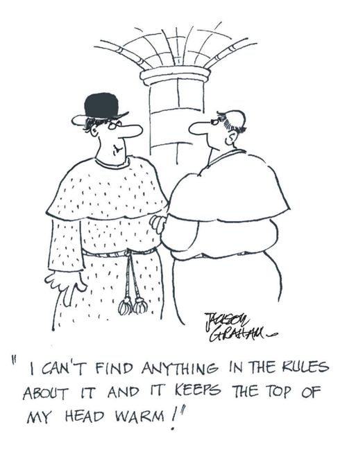 'I can't find anything in the rules about it and it keeps the top of my head warm!'