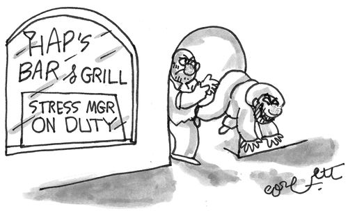 Hap's Bar & Grill: 'Stress manager on duty.'