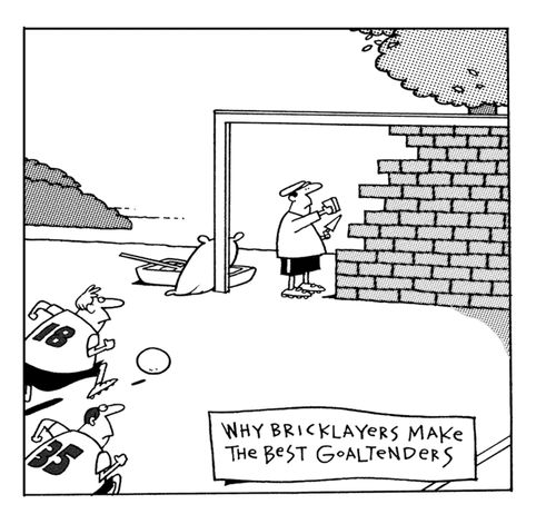 Bricklayers in goal. 