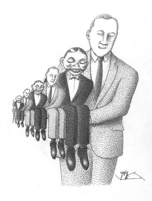 Ventriloquist and dummies.