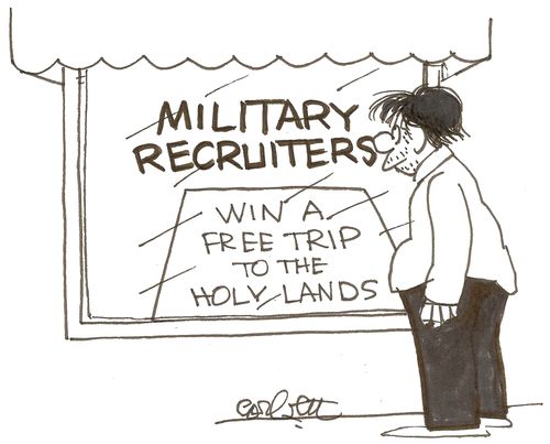 Military Recruiters...'Win a free trip to the holy lands'