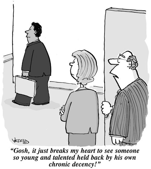 'Gosh, it just breaks my heart to see someone so young and talented held back by his own chronic decency!'