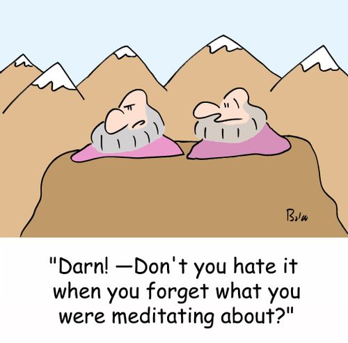 'Darn! -- Don't you hate it when you forget what you were meditating about?'