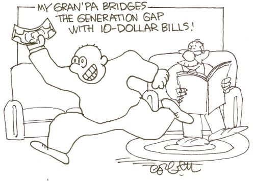 'My Gran'pa bridges the generation gap with 10- dollar bills!'