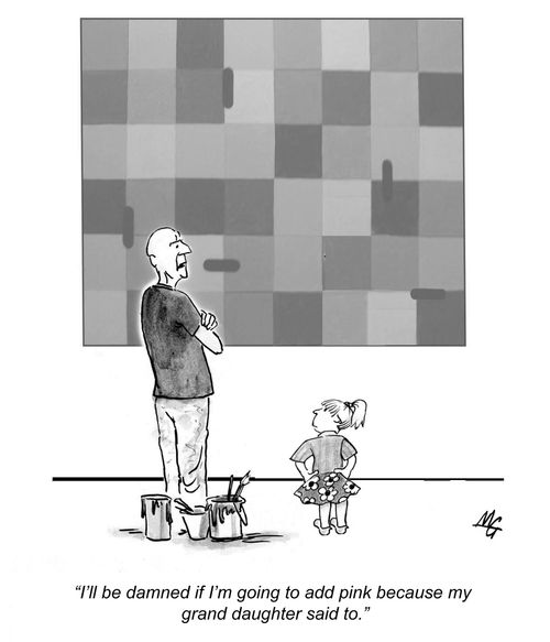 'I'll be damned if I'm going to add pink because my grand daughter said to.'