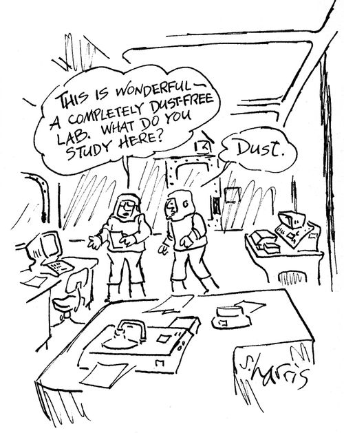 'This is wonderful - a completely dust-free lab. What do you study here?'