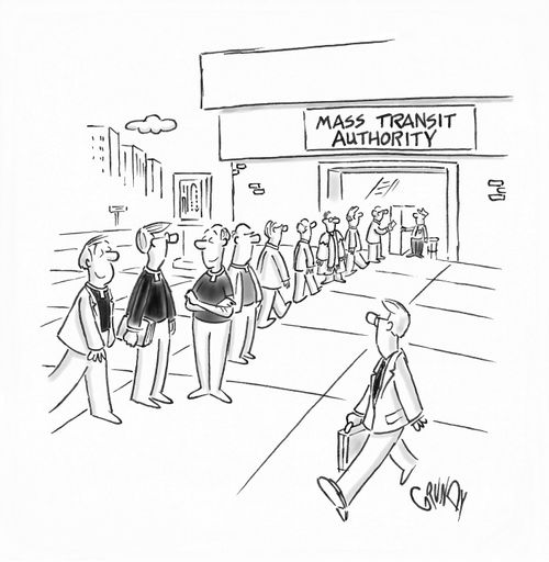 Man sees line of priests entering Mass Transit Authority.