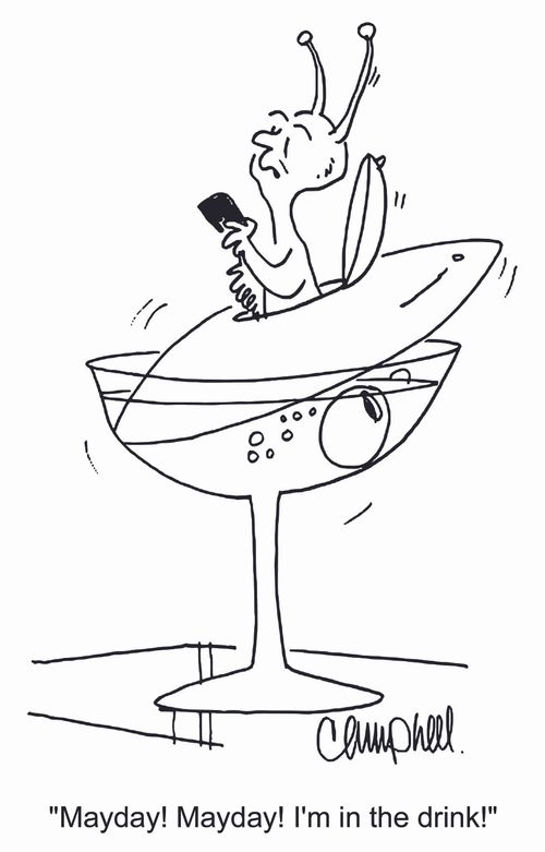 'Mayday! Mayday! I'm in the drink!'