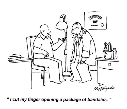 'I cut my finger opening a package of bandaids.'